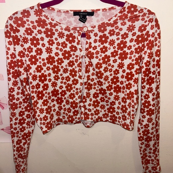 Retro orange floral cardigan - Picture 6 of 6